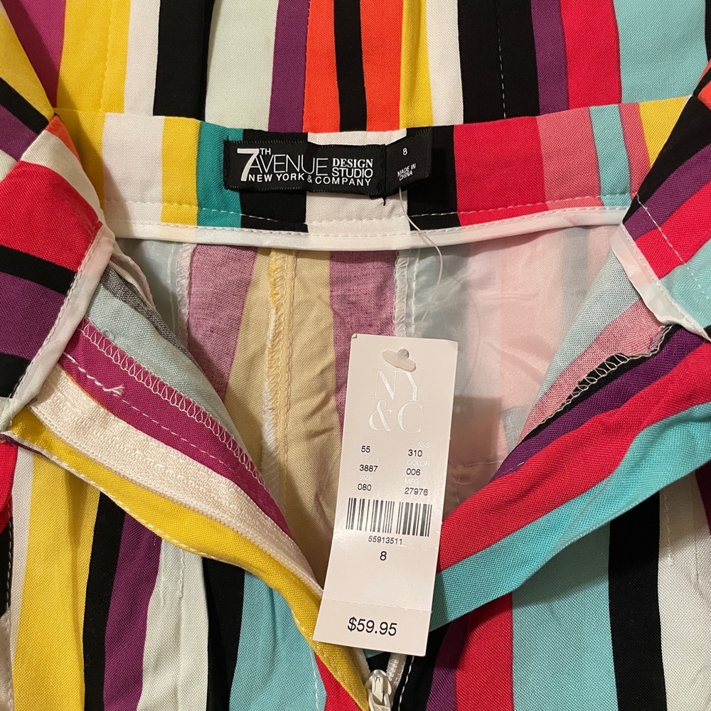 NWT 7th Avenue New York & Company Wide Leg Multicolor Stripe Palazzo Pant Size 8 - Picture 6 of 9